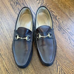 Classic Gucci brown leather bit loafers size 12 D.
